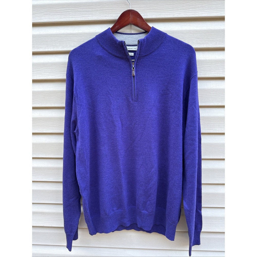 Peter Millar Purple Merino Wool 1/4 Zip Pullover Sweater XL